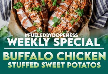 *WKLY SPCL* buffalo chicken stuffed sweet potato w/ steam broccoli