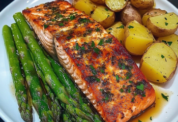 blackened salmon w/ asparagus & potato wedges